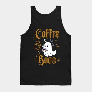 Coffee and Boos Funny Halloween Ghost with Coffee Tank Top